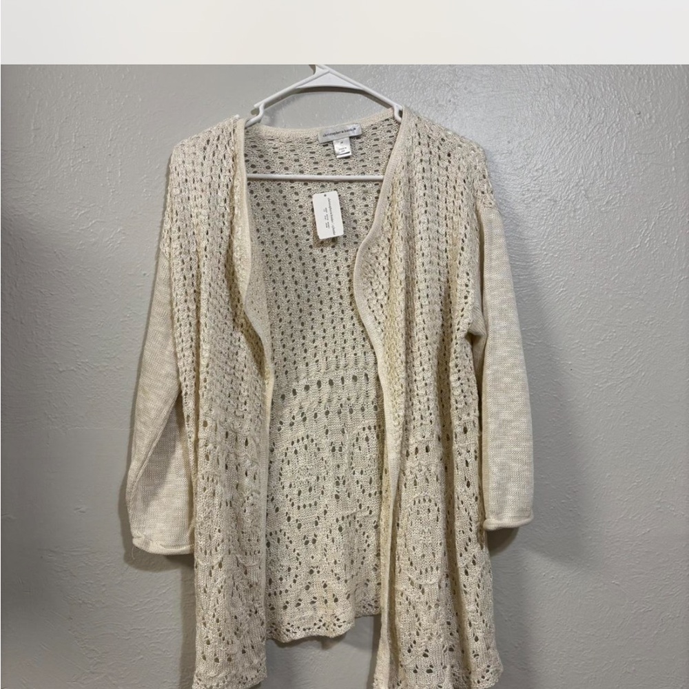 Christopher & Banks Beige Open-Front Cardigan